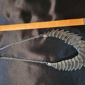 Silver Fan Design Statement Necklace